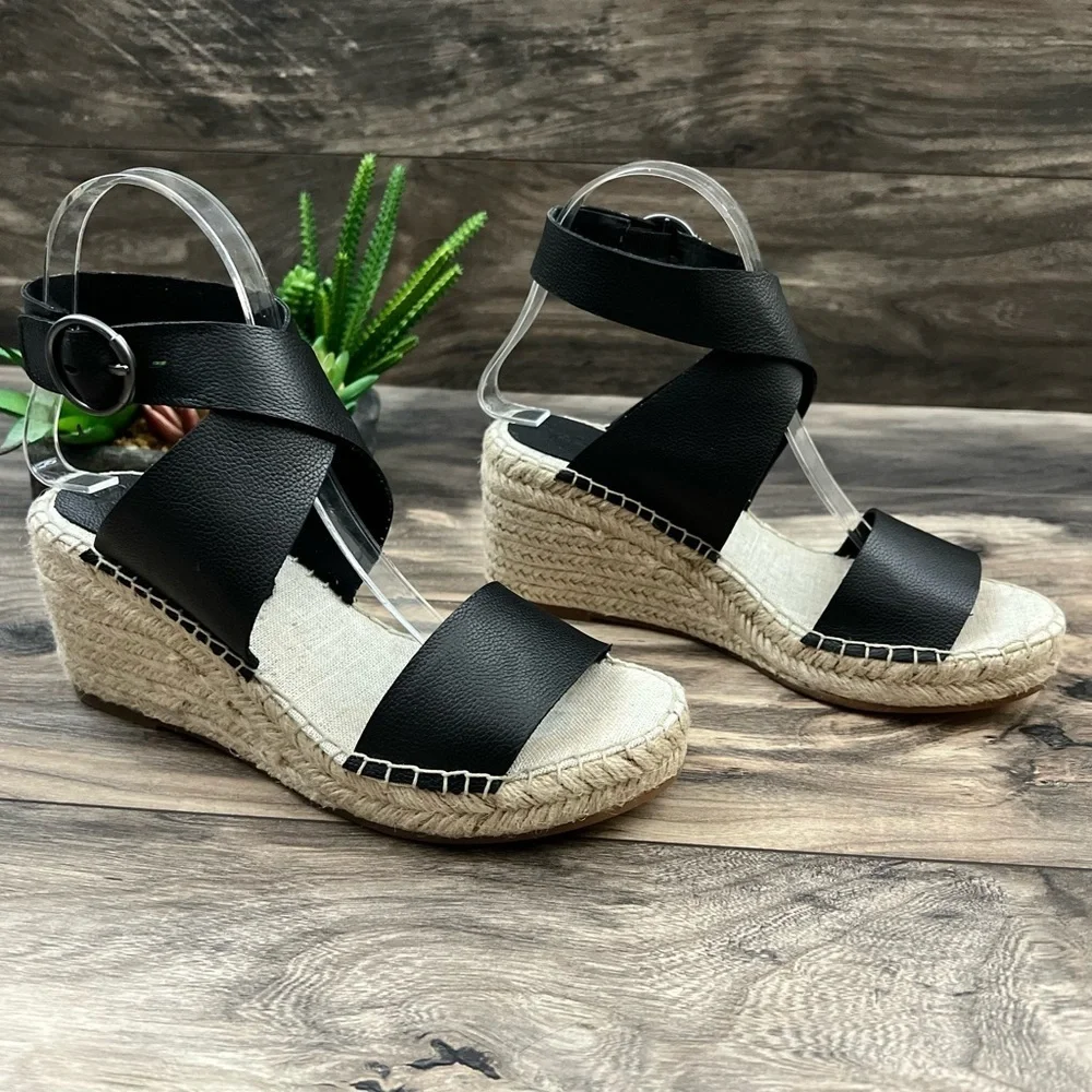 NEW Splendid Addie Leather Ankle Strap Espadrille Wedge Sandal 8M